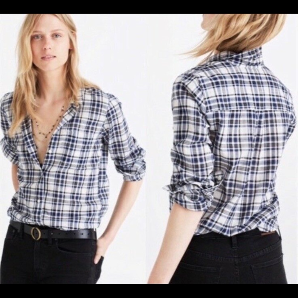 Madewell Plaid slim ex boyfriend button down